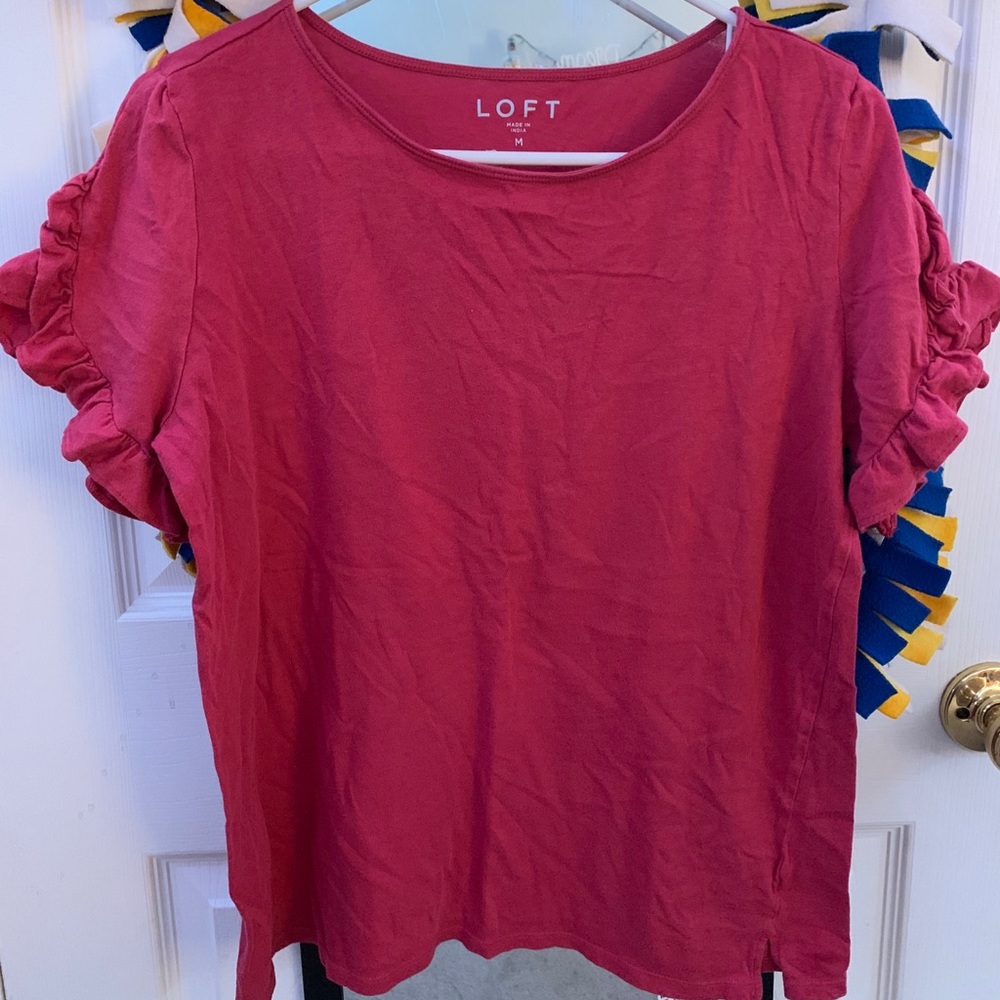 Loft short ruffle sleeve tee